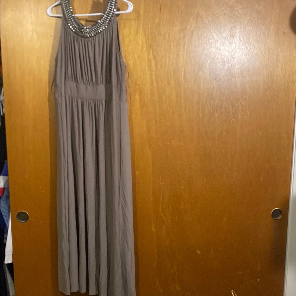 Haani Gray Pleated Halter Maxi Dress